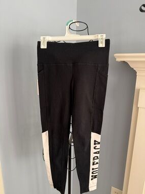 Black Athletic Leggings with White Side Panels